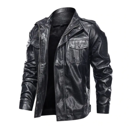 Faux leather jacket black