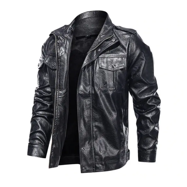 Faux leather jacket black