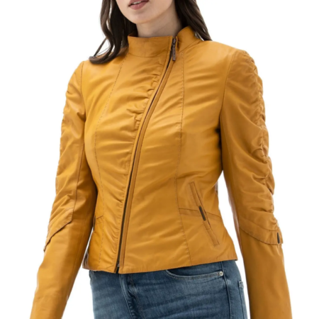 Women’s Genuine Leather Jacket Yellow
