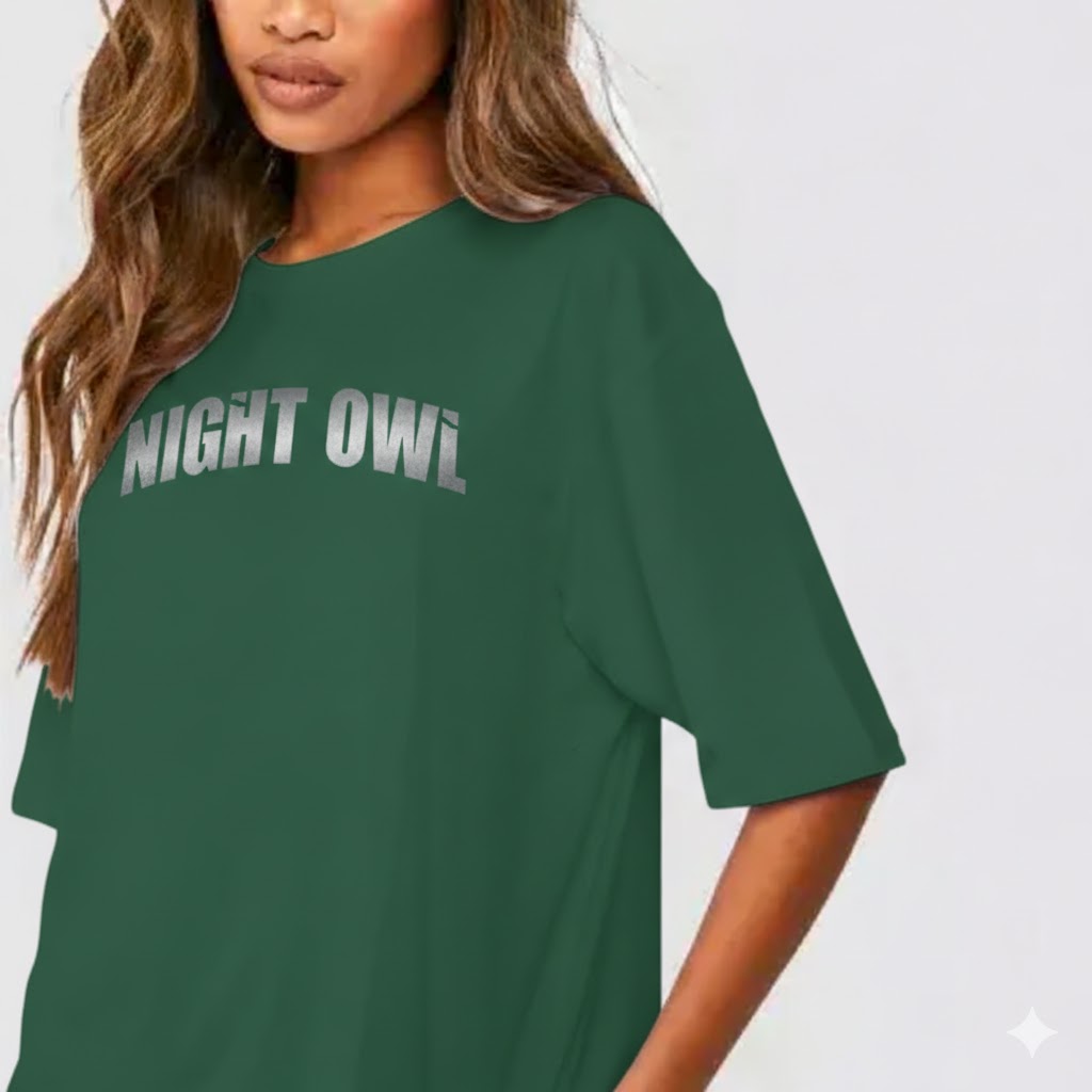 Oversized Streetwear Tee – Relaxed Fit, Breathable Cotton, White & Green