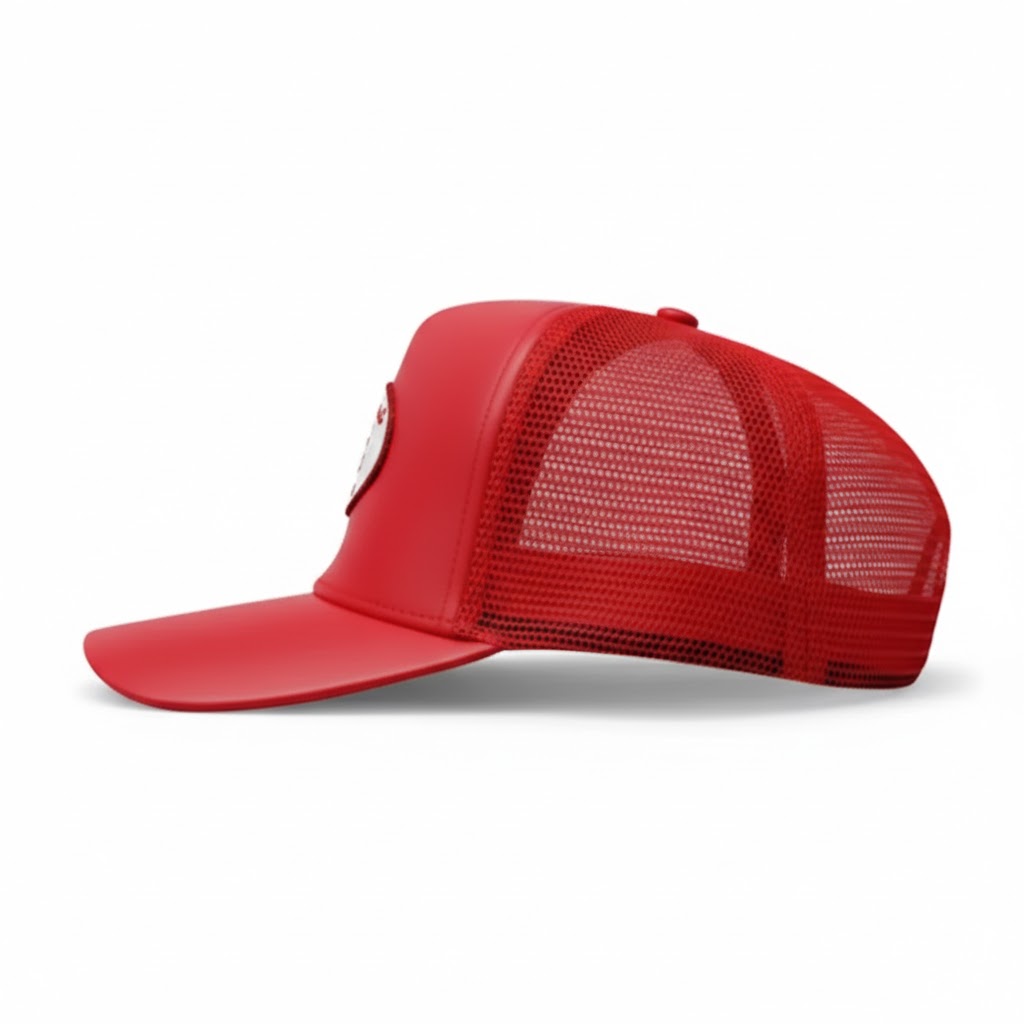 Leather Patch Caps – Custom Logo, Unisex Fit, Red